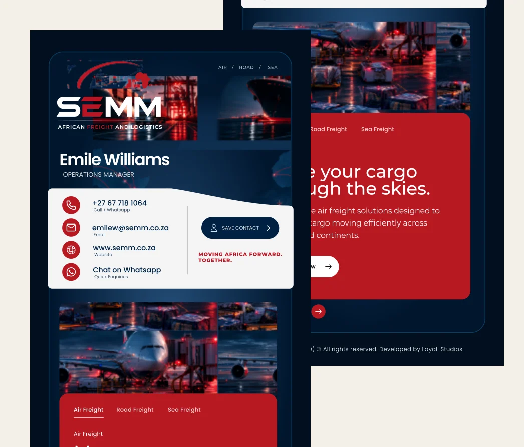 SEMM Africa digital business card and website